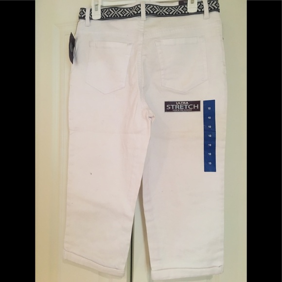 NEW GLORIA VANDERBILT AMANDA WHITE CAPRI SIZE 10 - Picture 2 of 3